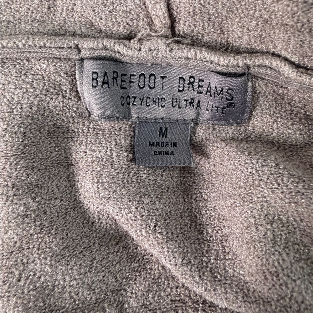 Barefoot Dreams Cozychic Ultra Lite Open Front Hooded‎ Cardigan Beige Women’s M - Picture 3 of 7